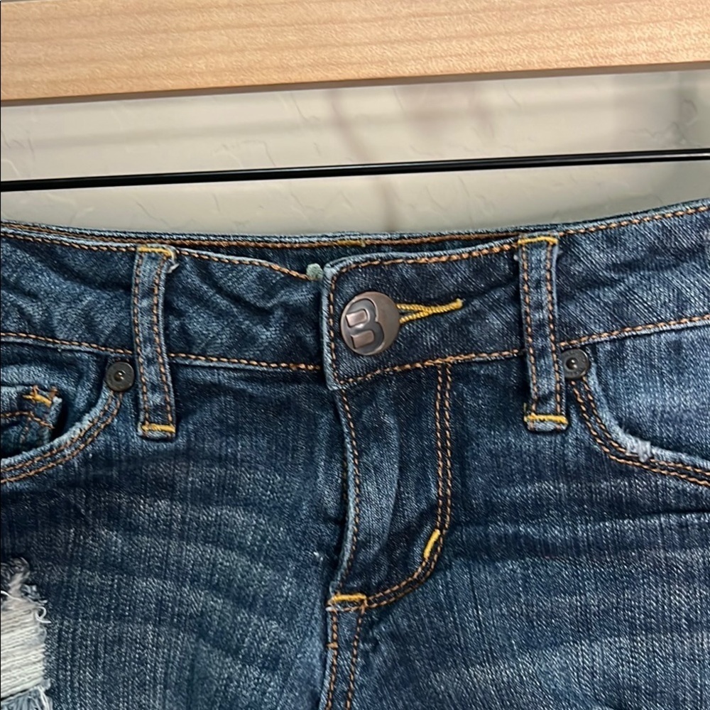 Bullhead Dark Blue Distressed Denim Jean Shorts - Picture 3 of 10